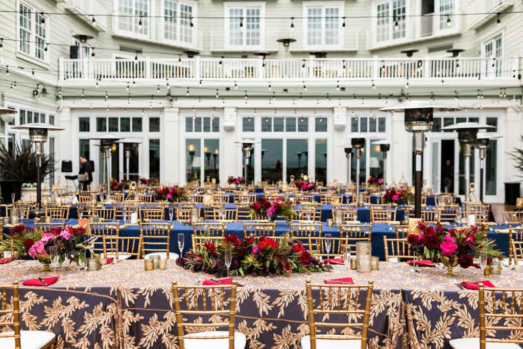 outdoor wedding reception at the Intercontinental in Monterey on Cannery Row