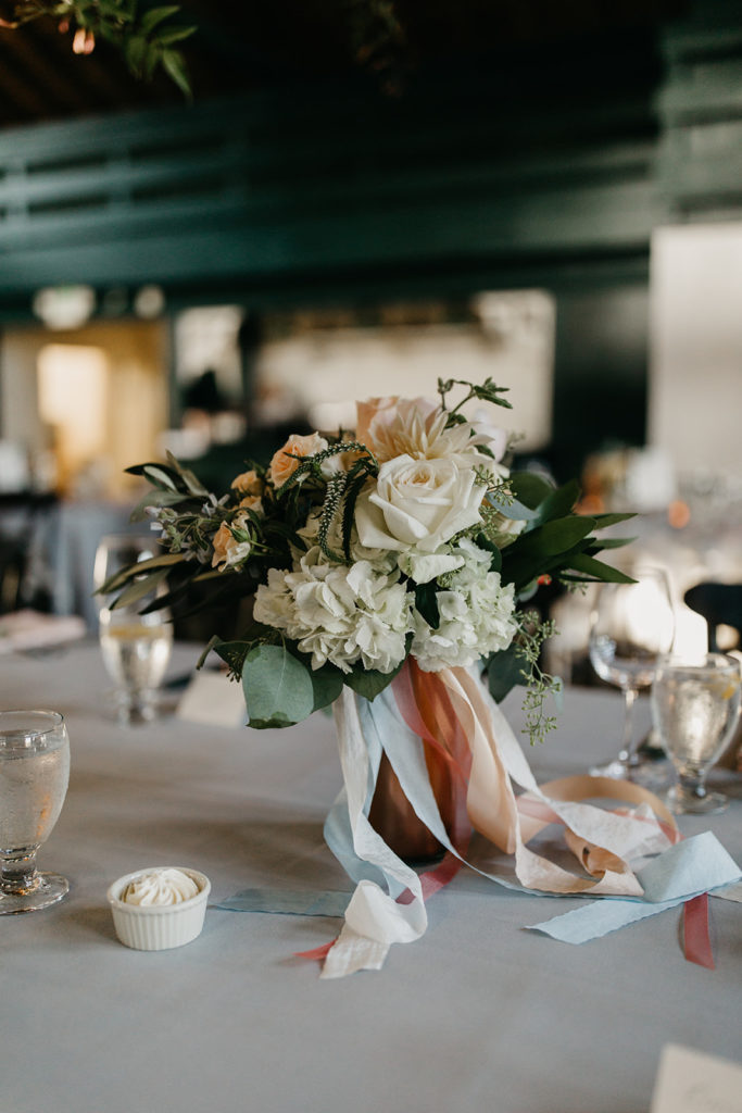 Brides Bouquet in Vase on table