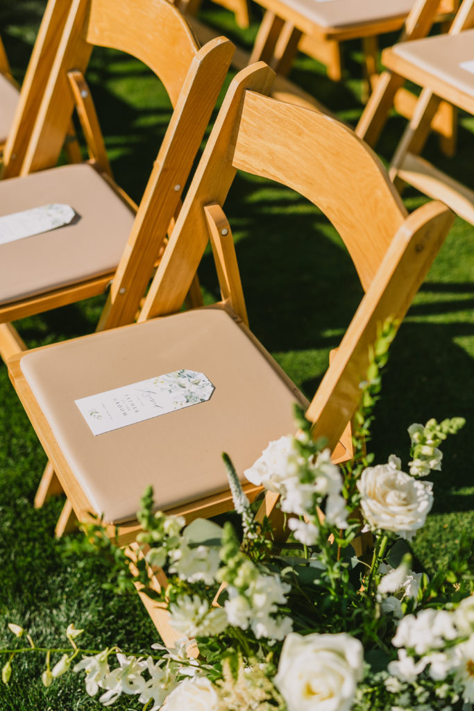 Ceremony chairs with reserved seating for the family