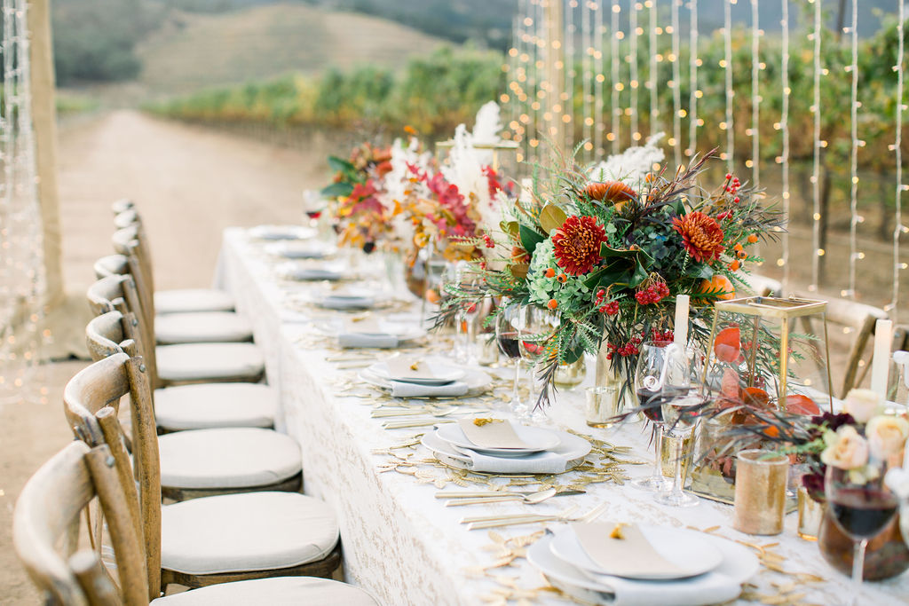 micro wedding dinner in the vines in monterey, ca