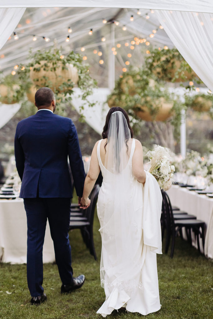 Bride and Groom at Reception Tent