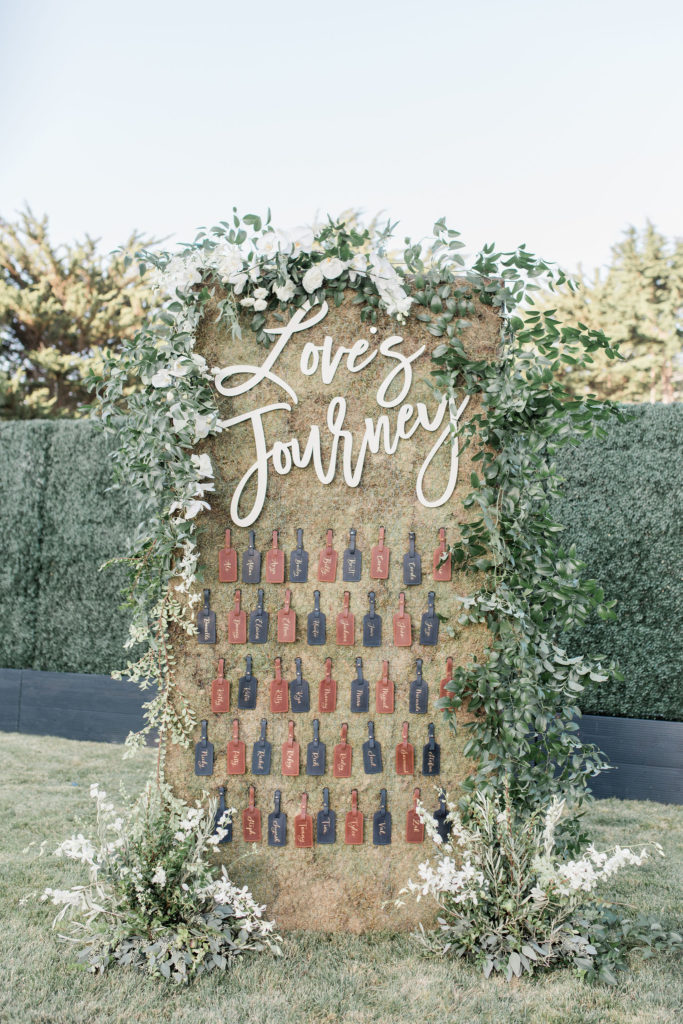 Escort Card wall with Luggage Tags